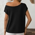 thumbnail image 7 of Zedker Womens Off One Shoulder Sweater Short Sleeve Casual Loose Knit Trendy Tops,Plus Size Black L, 7 of 7