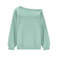 thumbnail image 5 of Womens Off Shoulder Sweatshirt Oversized Drop Shoulder Long Sleeve Fleece Pullover Top Fall Soft Outfits, 5 of 6