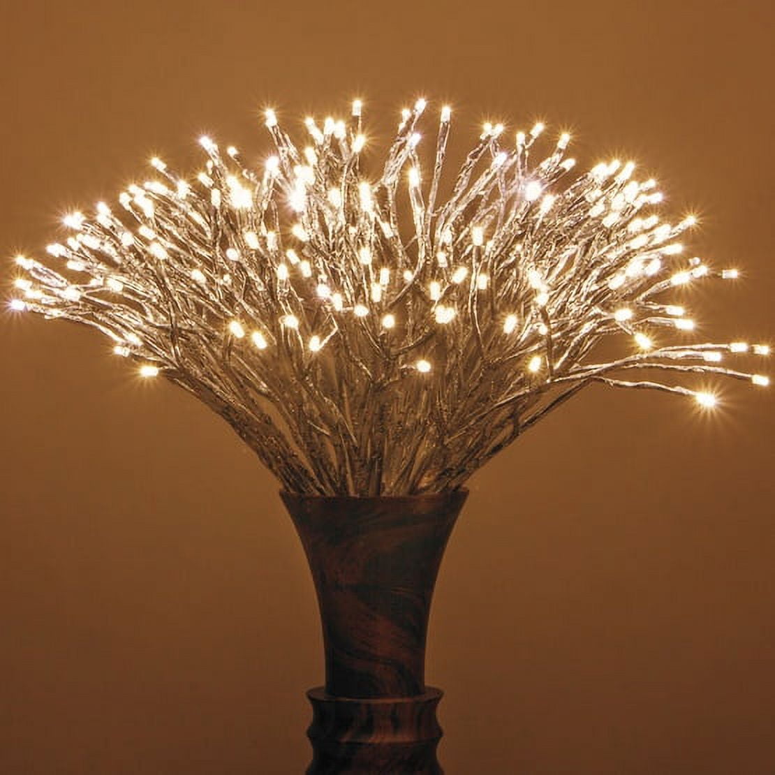 Wintergreen Lighting Starburst Lighted Branches, 24", Silver with 200 Warm White LED Twinkle Lights, Fully Shapeable, Plug-In