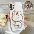 thumbnail image 3 of Mirror Plating Phone Holder Case For Samsung Galaxy A53 A73 A33 A52 A52s A72 A32 4G 5G A51 A71 A12 A31 A21S A50 A54 Stand Cover Purple A30S, 3 of 5