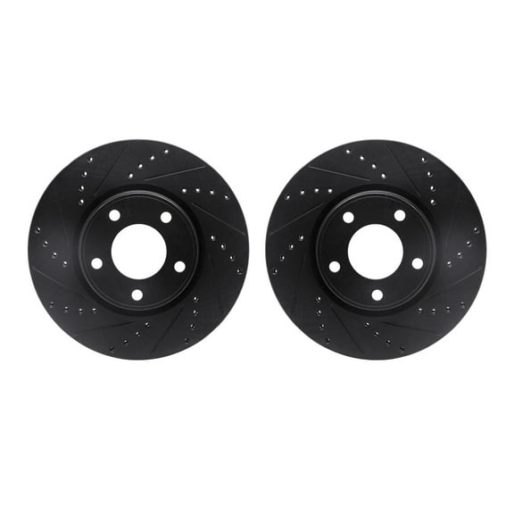 Dynamic Friction Company Front Brake Rotors-Drilled and Slotted-Black 8002-54052