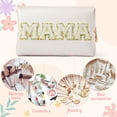 thumbnail image 3 of Y1tvei Preppy Patch MAMA White Chenille Letter Extra Large Cosmetic Bag PU Leather Waterproof Portable Varsity Letter Patch Makeup Pouch Toiletry Zipper Organizer Gift for Christmas Day Mom Birthday, 3 of 6