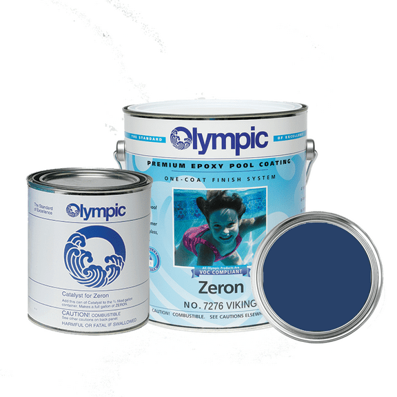 Olympic Pool Paint - Zeron - Viking Blue - 1 Gallon - two-part epoxy swimming pool paint - one-coat for plaster, fiberglass, steel and aluminum pools.