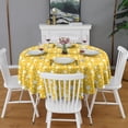 thumbnail image 2 of Yellow Lemon Fruit Shapes Orange Pattern Round Tablecloth 60"x60",Wrinkle Wipeable Table Cloth for Kitchen Dining Room Picnic Patio Party, 2 of 6