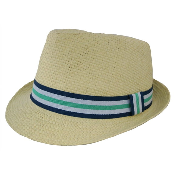 PEAK 2 PEAK Kids Unisex Straw Trilby Fedora Cap Hat Short Brim