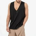 thumbnail image 6 of Rigardu tanks for men mens tank top Men's Fashion Spring And Summer Casual Sleeveless V Neck Solid Color Pullover Undershirt Men's Sports Undershirts Black + XXL, 6 of 6