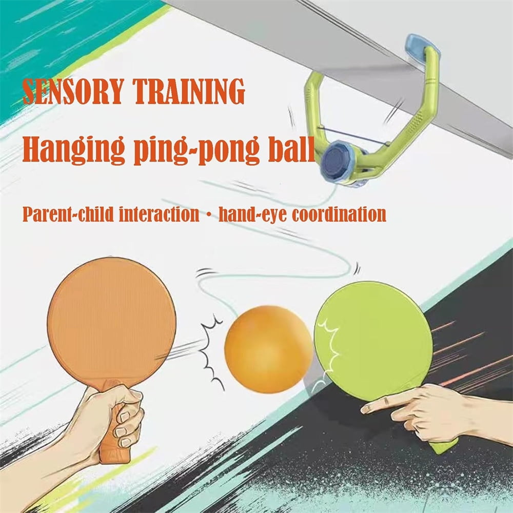 NOGIS Hanging Table Tennis Trainer Portable Set, 2 Pcs Trainer 6 Balls, Door Pong Game for Kids with Racket and Balls, Adjustable Hanging Table Tennis Trainer