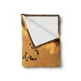 thumbnail image 2 of Birds Soft Flannel Fleece Throw Blanket, Flock of Migratory Canadian Geese Flyingt Sunset Cloudy Sky Monochromicrt, Cozy Plush for Indoor and Outdoor Use, 50" x 60", Brown Yellow, by Ambesonne, 2 of 5