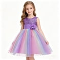 thumbnail image 5 of HAWEE Flower Girls Sequin Dress Rainbow Tutu Birthday Party Princess Dress Pageant Gown for Age 3-10 Years Old, 5 of 9