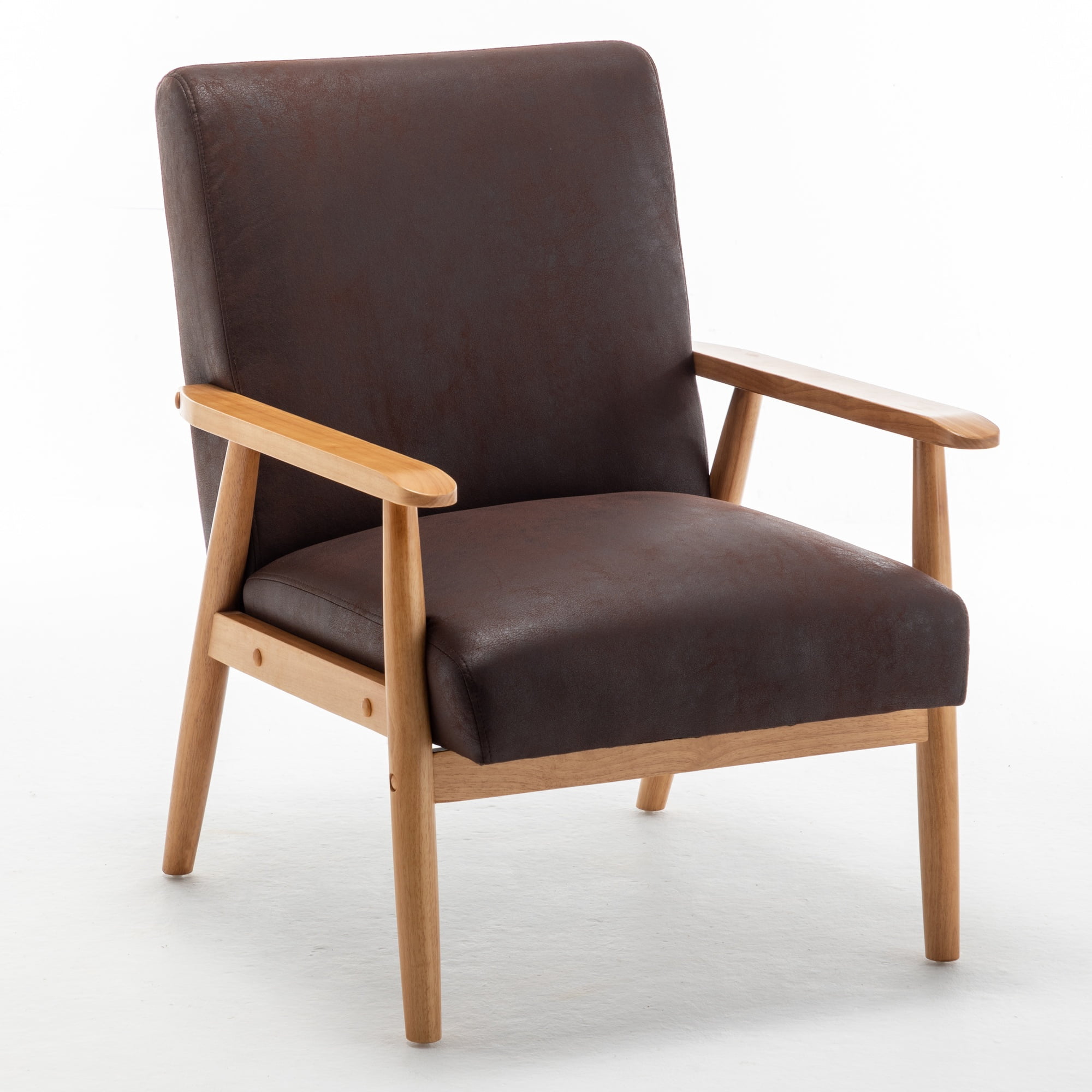 MOONMISS Mid-Century Modern Arm Chair,Classic Vintage Open-Framed Accent Chair,Dark Brown