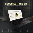 thumbnail image 2 of Lenovo ThinkPad T14 Gen 2 Ordinateur Portable Professionnel, Écran FHD 14 Pouces, AMD Ryzen 7 Pro 5850U, 16 Go RAM, 1 To PCIe SSD, AMD Radeon Graphics, Caméra Web HD 720P, Wi-Fi 6, Win 10 Pro, Noir, Carte USB 32 Go Hotface, 2 of 7