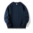 thumbnail image 2 of Miluxas Kids Sweatshirt Solid Color Cotton Pullover Crewneck Long Sleeve Tshirts Tops Navy 7-8Years, 2 of 5