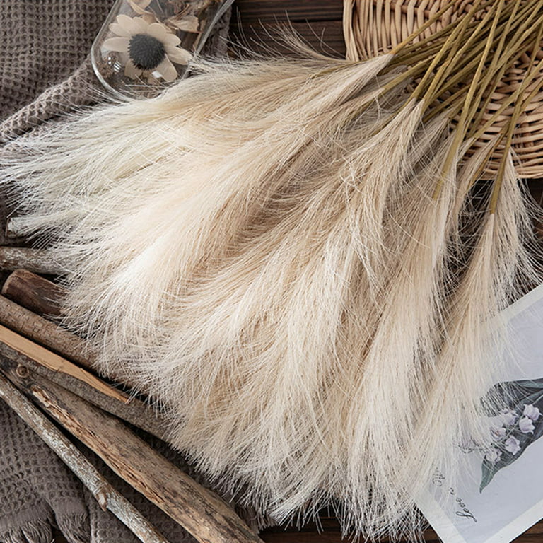  Sensia. Sensia Home Decor Faux Pampas Grass Beige, Bulrush Reed  Boho Tall Fluffy Feather Floral Pompas Stems for Floor Vase Filler 43.3''  Long Artificial Fake Dried Flowers and Non Shedding(3Pack) 