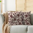 thumbnail image 2 of Burgundy Floral Block Print Pillow Covers 16x16 Set of 2 Rustic Old Style Modern Vintage Flower Pattern Cream Decorative Throw Pillow Cases Outdoor Farmhouse Decoration for Sofa Couch Bed, 2 of 6