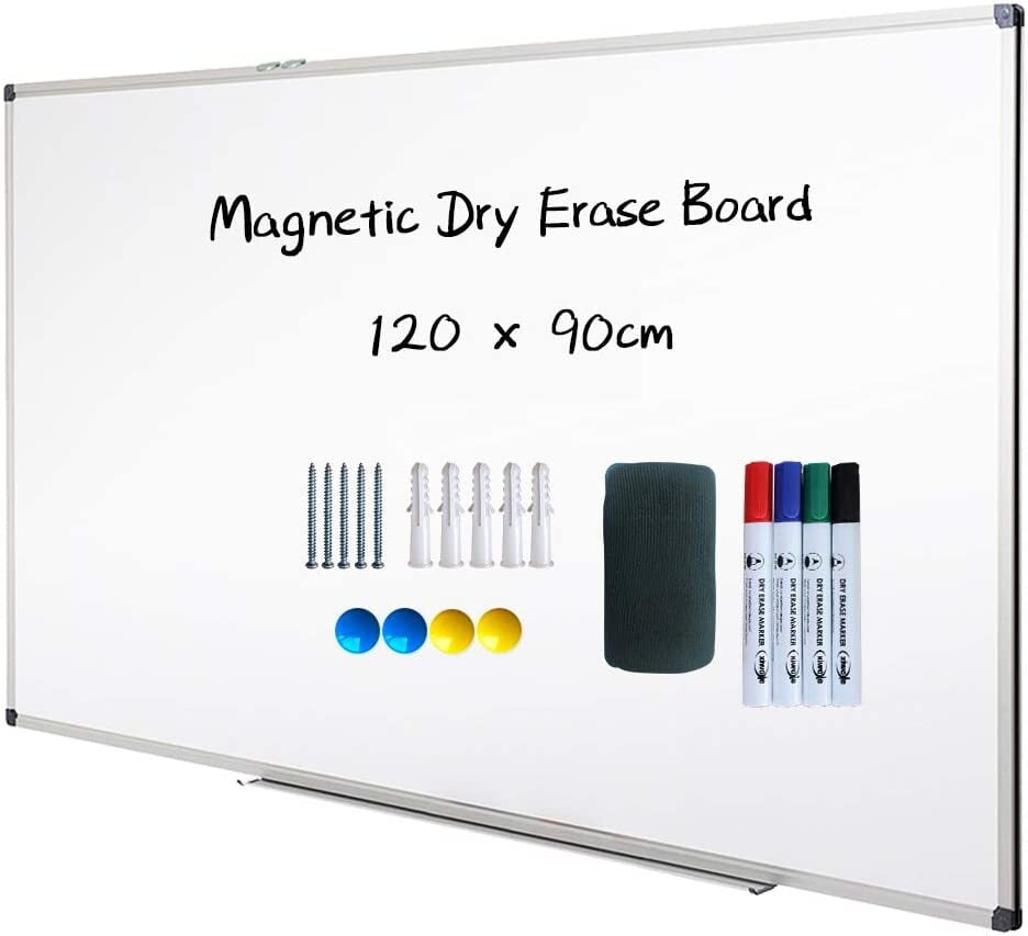 XIWODE Large Dry Erase Board, 48'' x 36'', Wall Mounted Whiteboard, Silver Aluminum