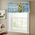 thumbnail image 6 of 2 Pack Sweet Home Valance for Window Sunflower Vintage Rustic Lake Blue Stripe Wood Board Kitchen Valance Rod Pocket Short Curtain Topper Decorative Window Treatment for Living Room Bedroom 42"x12", 6 of 8