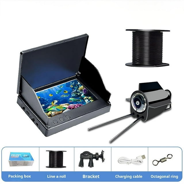 Underwater Fishing Camera 4.3 Inch IPS Screen Fish Finder With 30m Range High Definition Visual Temperature Sensor Night For Fishing And Diving Measure Angles for Molding Digital Readout Measuring