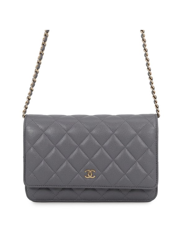 Pre-Owned Chanel Chain Wallet Classic Matelasse Coco Mark Caviar Skin AP0250 CHANEL Women's...