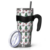 40oz Tumbler,White Christmas Santa and Tree Pattern Insulated Tumblers with Removable Handle,Stainless Steel Double Vacuum Coffee Tumbler Cup with Straw for Home,Office,Travel,Party