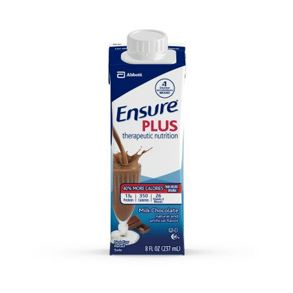Ensure Plus Milk Chocolate, 8 Ounce Recloseable Carton, Abbott 64911