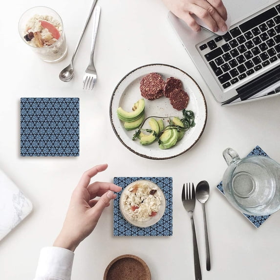 FMSHPON Merry Christmas Snowflake Set of 8 Coaster for Drinks, Absorbent Ceramic Stone Coasters Cup Mat with Cork Base for Home Kitchen Room Coffee Table Bar Decor