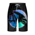 thumbnail image 3 of cllios Summer Mens Hawaiian Beach Swim Trunks Casual Elastic Waist Drawstring Tropical Palm Tree Sunset Print Swimsuit Shorts with Pockets, 3 of 4