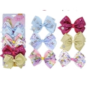 JoJo Siwa 12pcs Hair Bows for Girls (2 Set) - 5 Inches Alligator clips (3)