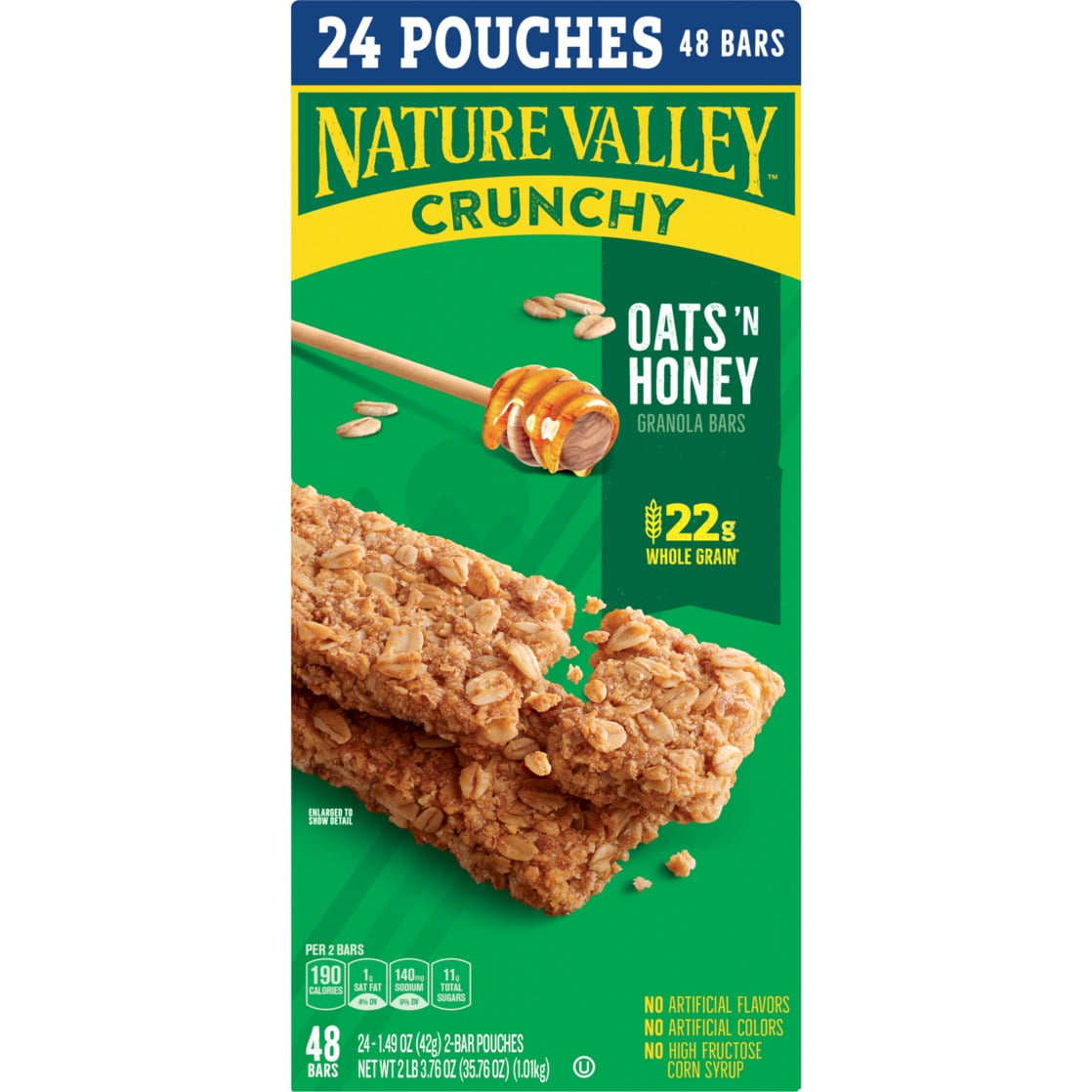 (3 pack) Nature Valley Crunchy Granola Bars, Oats 'n Honey, 48 Count, 35.76 oz (24 Pouches)