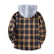 thumbnail image 4 of Ceisia Men's Casual Plaid Patchwork Hooded Button-Up Long Sleeve Shirt Gift, 4 of 9