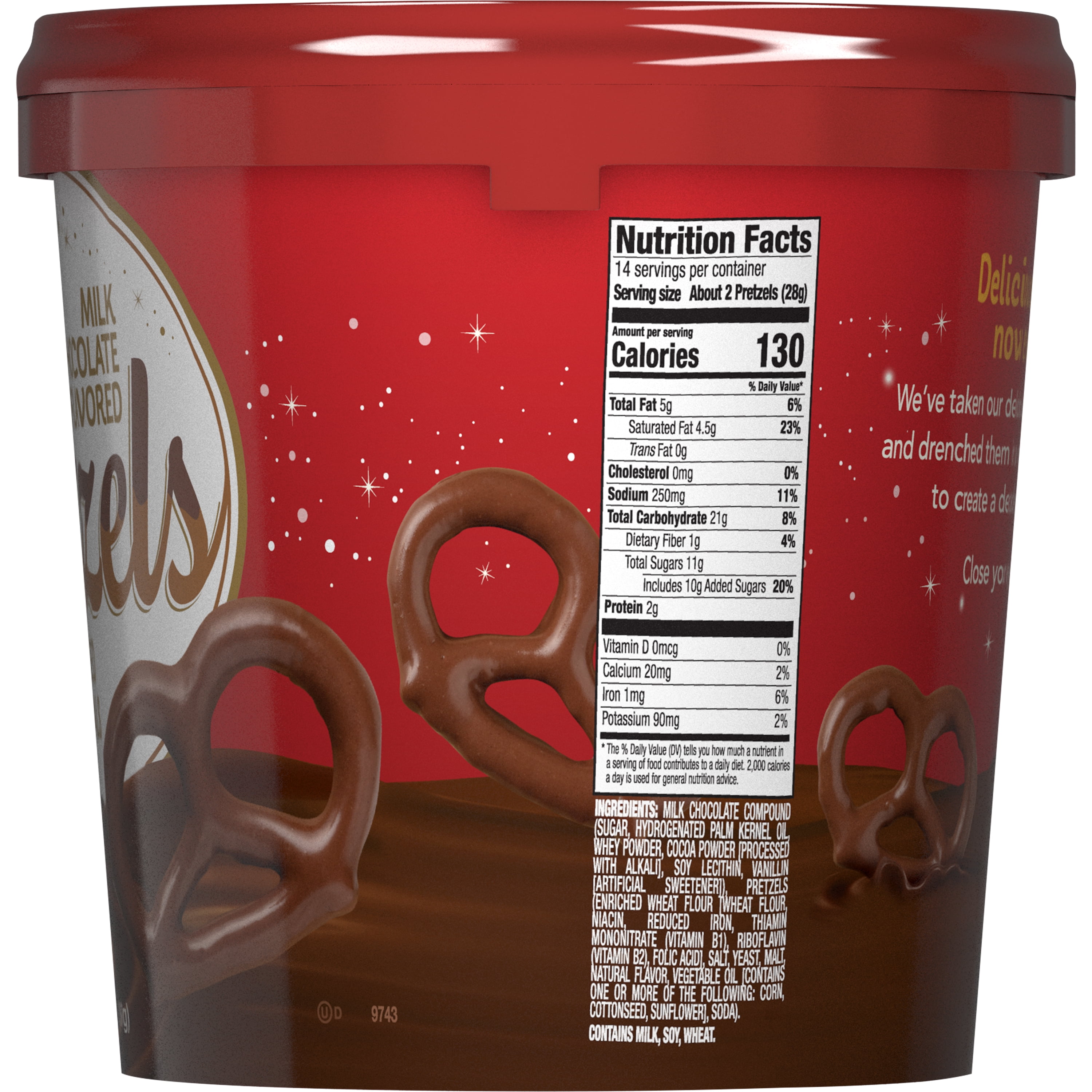 (5 pack) Herr's Milk Chocolate Coated Sourdough Pretzels, 14 oz.