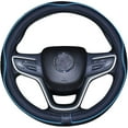 thumbnail image 1 of Microfiber Leather Large Steering Wheel Cover (15.5" - 16", Black Blue), 1 of 4