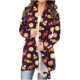 thumbnail image 2 of Lolmot Cardigan Sweaters for Women Halloween Pumpkin Cat Candy Print Knitting Cardigans Open Front Long Sleeve Lightweight Cardigan, 2 of 5