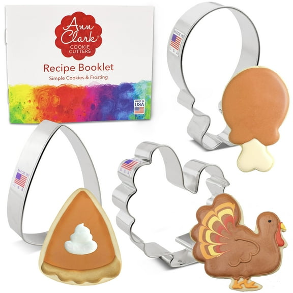 Ann Clark Cookie Cutters Thanksgiving 3-Pc. Set, Turkey, Drumstick, Pumpkin Pie