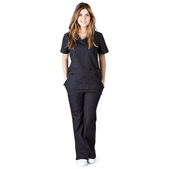 Natural Uniforms Women's Mock Wrap Tie Back Scrub Set, Style MM001