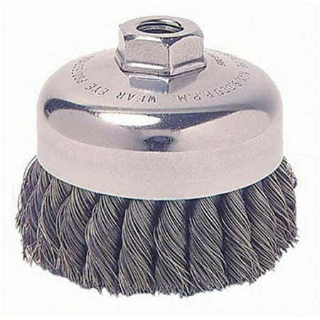 

Single Row Heavy-Duty Knot Wire Cup Brush 3 1/2 in Dia. 5/8-11 UNC .014 Steel