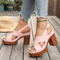 thumbnail image 6 of Women's Plus Size Roman Strap Chunky Heel Sandals, Buckle Detail Platform High Heel Summer Shoes, Stylish and Comfortable for Parties, Dates and Casual Wear Pink 43, 6 of 9