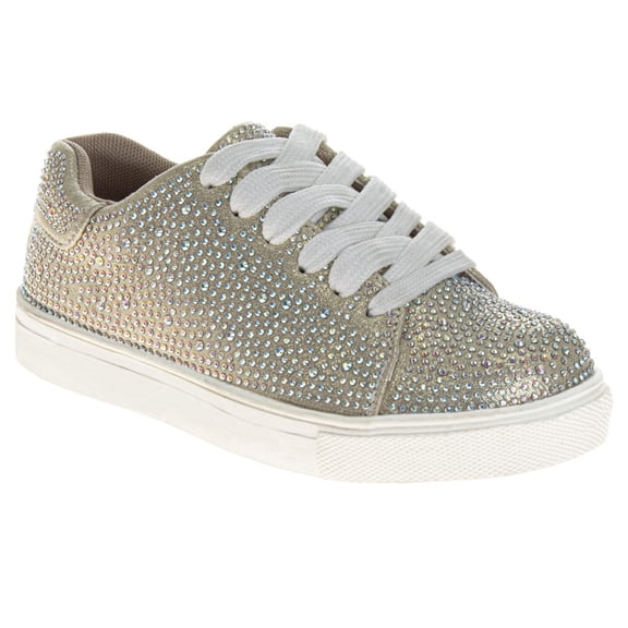Badgley Mischka Girls Glitzy Sneakers. (Little Kids Big Kids), Gold, 2