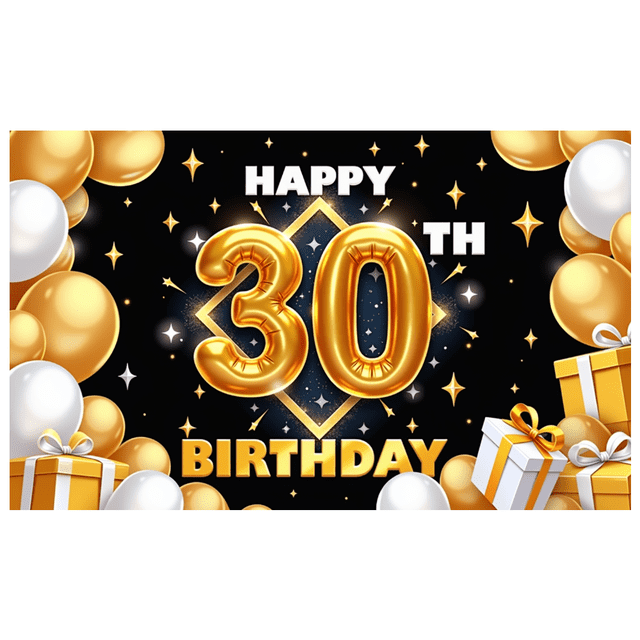 Decorative Design Happy Birthday Banner Gift Elements Party Backdrop Balloon Decoration 30th Birthday Celebration for Birthday Party Indoor Decoration Photo Shoot