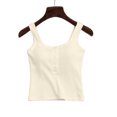 thumbnail image 3 of ZGRBOU Womens Built in Bra Tank Tops Cotton Sleeveless Button Henley Shirts Summer Casual Round Neck Slim Fit Basic Crop Cami, 3 of 4