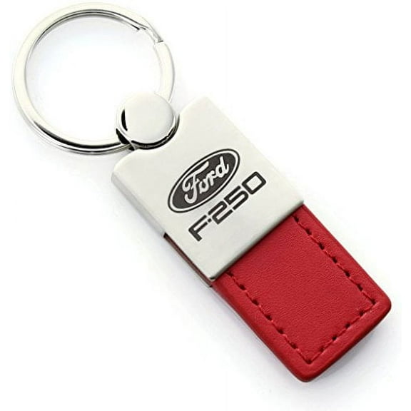 Ford F-250 Keychain & Keyring - Duo Premium Red Leather