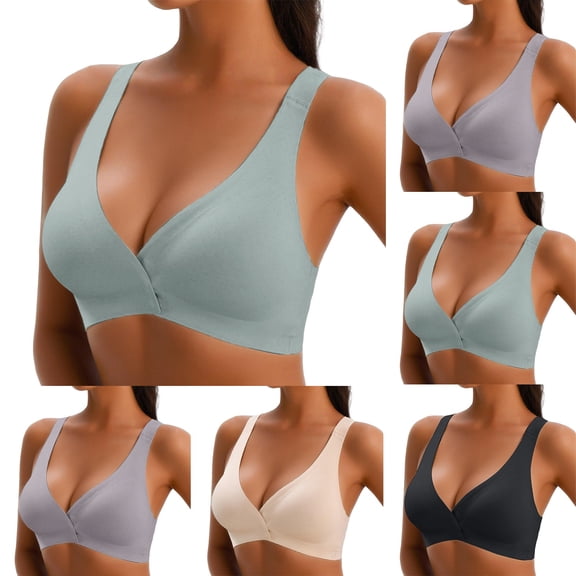 Jelly Bra for Women BWASD No Underwire Deep V Seamless T-Shirt Bra Wireless Push Up Supportive Lift Soft Comfortable Everyday Sport Plunge Bralettes Mint Green M-XXL