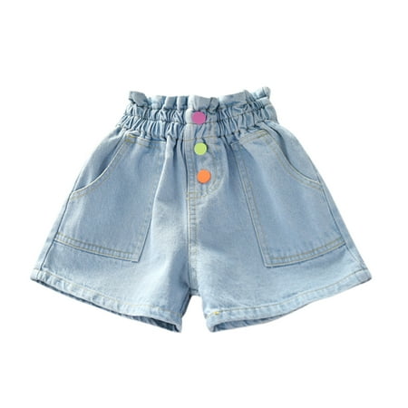 

Baby Girls Color Casual Button Fashion Denim Summer Shorts Tops