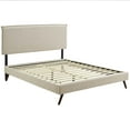 thumbnail image 3 of Modway Amaris Queen Fabric Platform Bed with Round Splayed Legs in Beige, 3 of 6