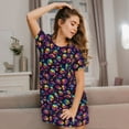 thumbnail image 3 of Naloa Skull mushroom rainbow color Print Women Nightgowns,Womens Loungewear,Short Sleeve Sleepwear,Comfy Ladies Nightdress, 3 of 6