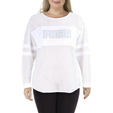 Puma Womens Mesh Fitness Shirts & Tops White XL