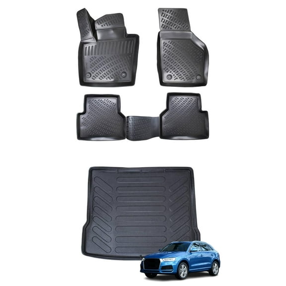 Car Floor Mats   Cargo Liner (Full SET) Compatible for Audi Q3 2015-2018 Waterproof | All Weather