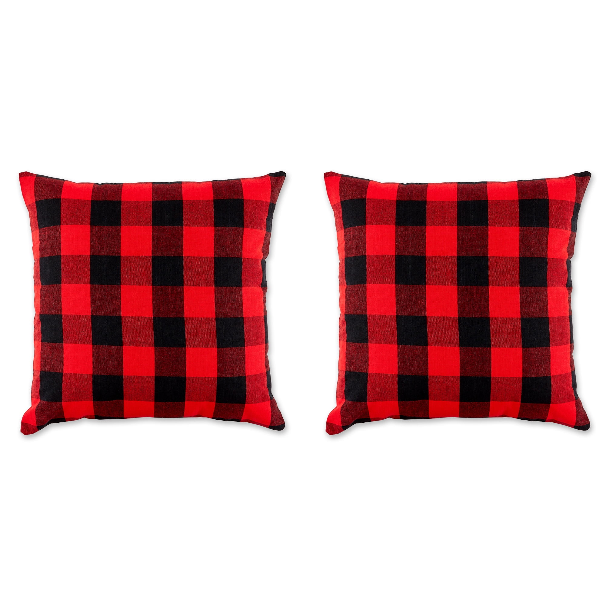 Set of 2 Red And Black Checkered Square Indoor Soft Pillow, 20