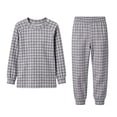 thumbnail image 2 of Purcolt Boys and Girls Plaid Pajama Sets Comfort Breathable Long Sleeve Tops and Elastic Waisted Pants PJS Sleepwear Soft Lounge Set 0-14 Years, 2 of 7