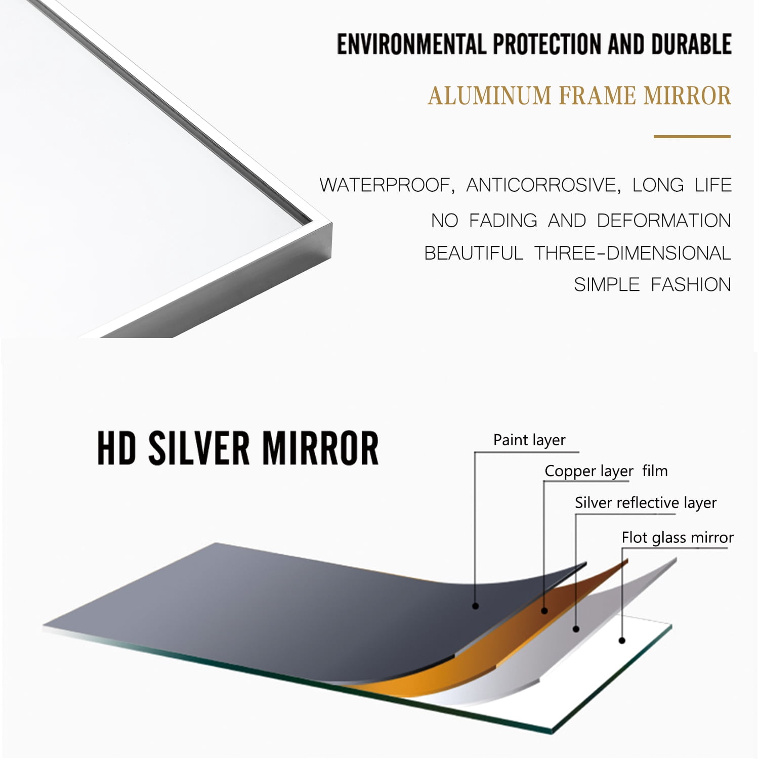 51"x32" Silver Modern Full Length Mirror