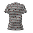 thumbnail image 3 of Goofa Ladybugs on Black and White Striped Pattern Womens Deep V Neck Low Cut Tops Casual Summer Short Sleeve Ribbed Knit T-Shirts-X-Large, 3 of 5